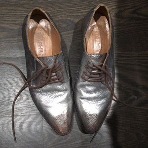 Silver metallic leather oxfords anthropologie
